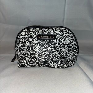 Kensie Womens Black & White Cosmetic Toiletries Case Pouch